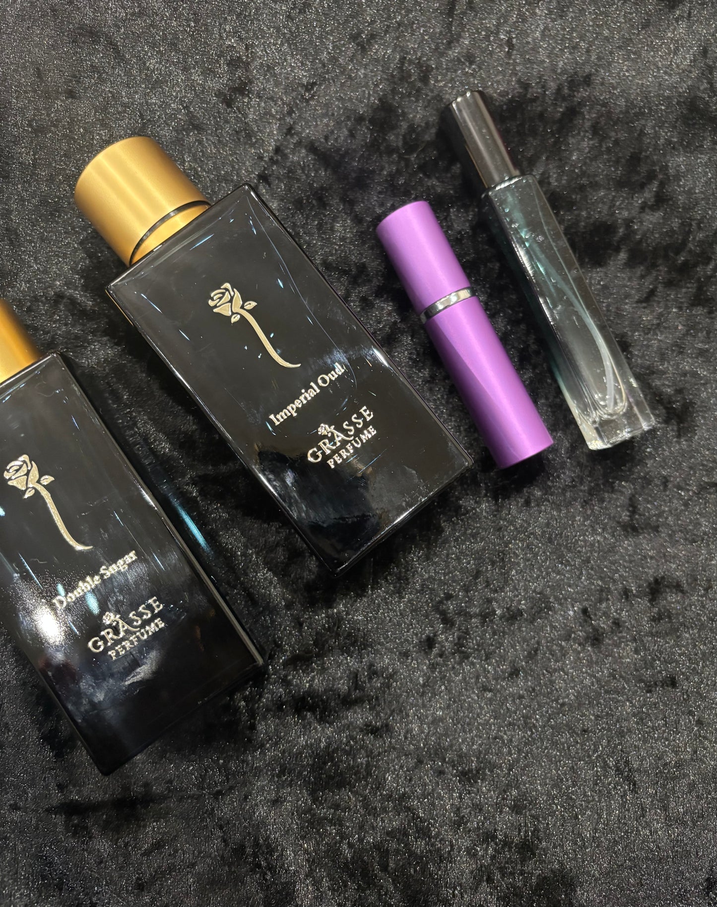 Grasse Love Story, Riviera, Imperial Oud, Double Sugar, Princess Rose decant sample perfume