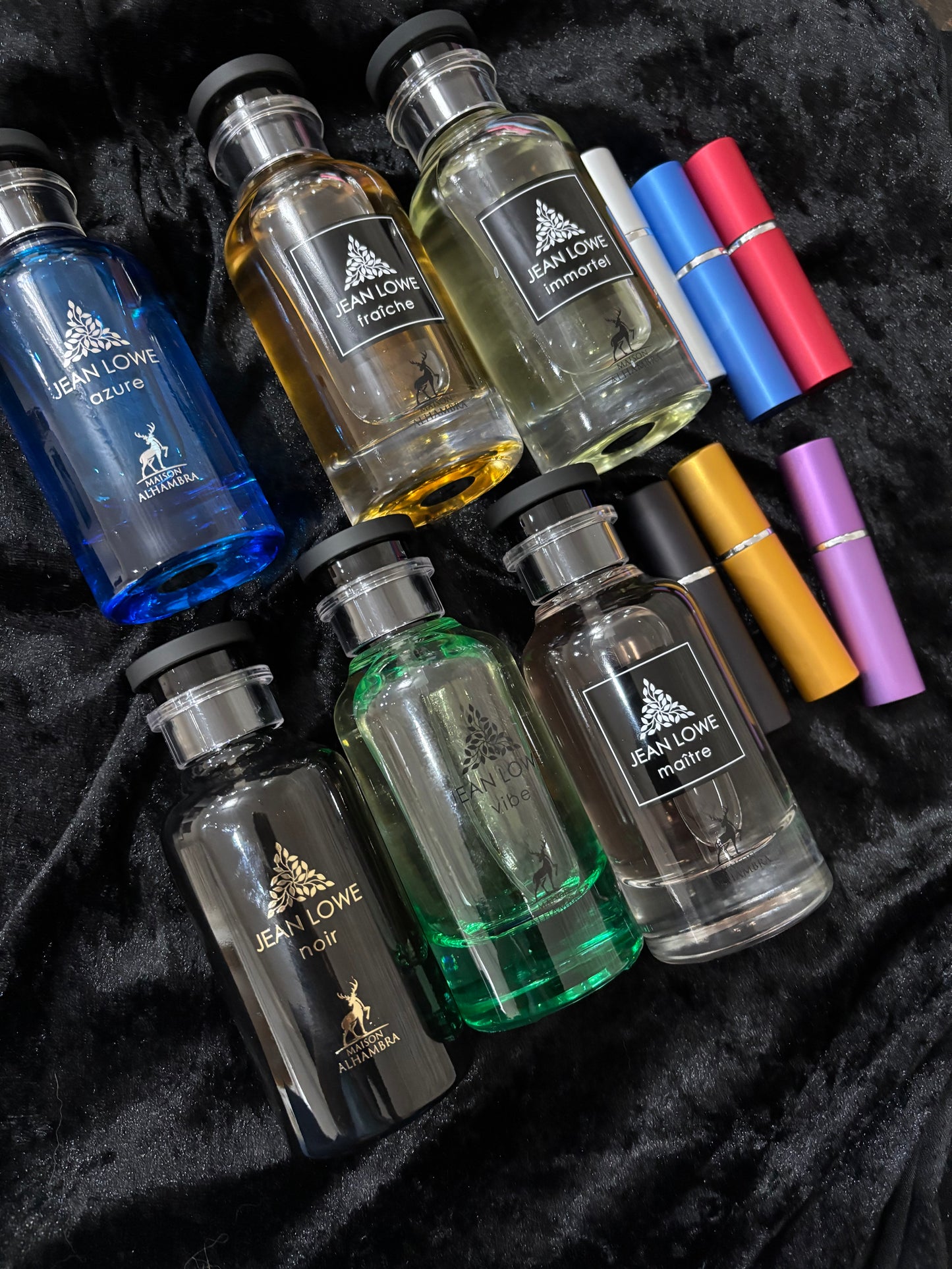 Jean Lowe discovery set Perfumes 30ml total- 5ml each of Noir Azure Maitre Immortel Fraiche Vibe decant sample perfume kit Maison Alhambra