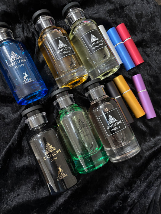 Jean Lowe discovery set Perfumes 30ml total- 5ml each of Noir Azure Maitre Immortel Fraiche Vibe decant sample perfume kit Maison Alhambra